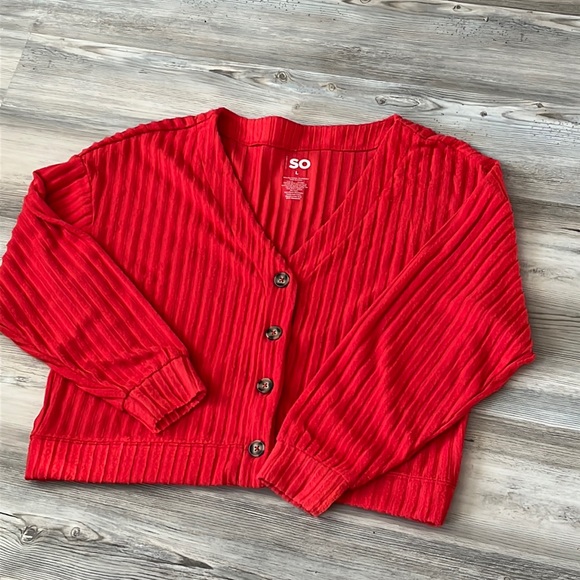 SO Tops - SO Red Button Up Top